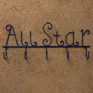 All Star metal decor with 5 hooks
